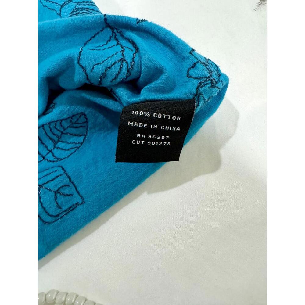 BCBGMaxazria BCBG Y2K Vintage Style Teal and Black Floral Tank Top- Size Medium - Picture 5 of 7
